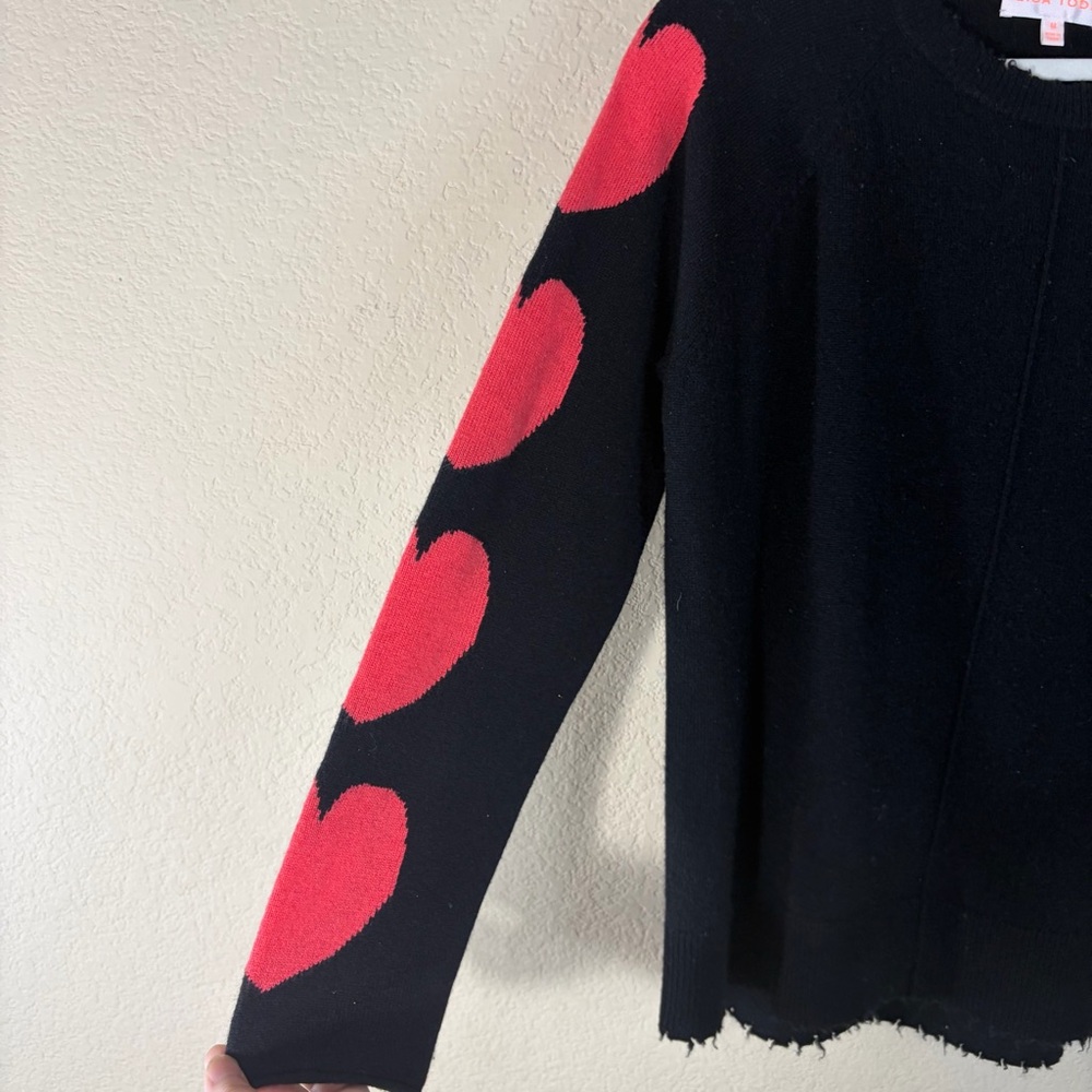 LISA TODD heart stealer Cashmere Sweater in Black Sz M Luxury Preppy Casual - Picture 7 of 15